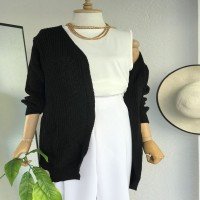 HZ Thessaloniki Plain Knitted Cardigan - Black