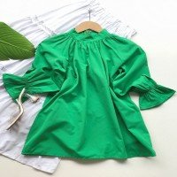 QF Elastic Sleeve Tunic Shirt - Green