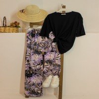 Leaf Pattern Trousers - Lilac