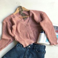 HZ Three-Button Cardigan - Powder