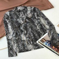 AP Python Pattern Blouse - Black and Powder