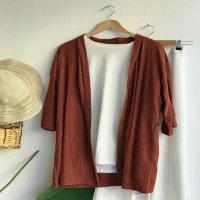 VT Plain Kimono - BROWN