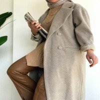 HZ Double Breasted Buttoned Cachet Coat - Taş