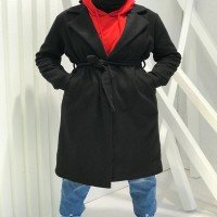 KT Lined Side Pockets Coat - Black