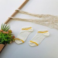 TW Striped Booties Socks Ecru - Yellow