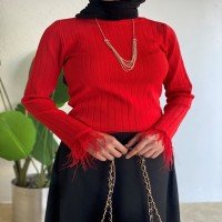 KZ Crew Neck Knitwear Blouse - Red