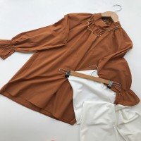 QF Elastic Sleeve Tunic Shirt - Tan