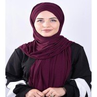 Three Banded Combed Shawl - Plum