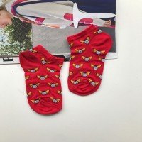 AK Bee Pattern Booties Socks - Red