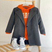 KT Single Button Cachet Coat - Füme