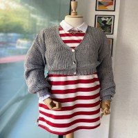 AQL Silver Button Short Cardigan - Gray