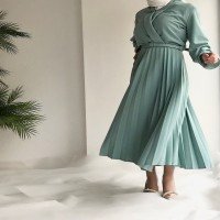 Double Breasted Slim Belt Dress - Mint Green