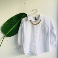 TBL Chain Necklace Oversize Shirt - White