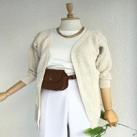 HZ Thessaloniki Plain Knitted Cardigan - Ecru