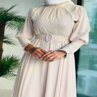 RFC Balloon Sleeve Belt Mevlana Dress - Cream