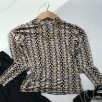 AP Z Pattern Blouse - Cream and Black