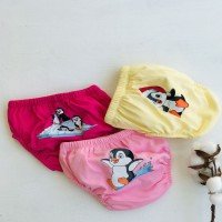 BG 2/4 Years Penguin Training Panties - Fuchsia & Pink & Yellow