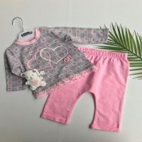 Baby Heart Bear Written Set of 2 - Pink and Gray