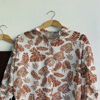 VR Palm Printed Digital Shirt - Camel