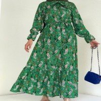 NS Mini Elastic Floral Dress -Green