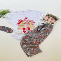 LCN Cat Pajamas Set - White
