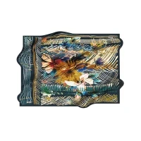 Aker Scarf Black Women Floral Pattern Silk Scarf