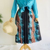ZD Pleated Tie Dye Skirt - Blue