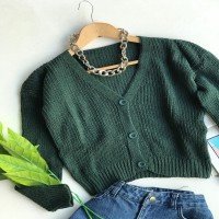 HZ Three-Button Cardigan - Haki