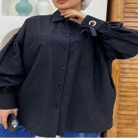 PLN Sleeve Ribbon Shirt - Black