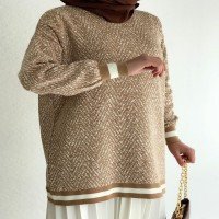 BT Sand Zigzag Pattern Knitwear Tunic - Camel