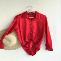 KT Long Satin Shirt -RED