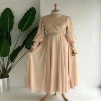RFC Double Breasted Stone Balloon Sleeve Evening Dress -   Yellow