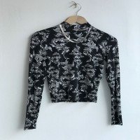 AP Dragon Pattern Blouse - Black & White