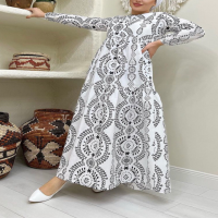 PLN Authentic Patterned Dress - Black