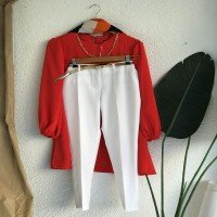 MS Belted Ankle Trousers - White