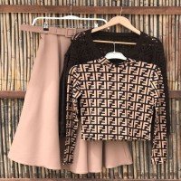 OW F Print Blouse - Brown & Black