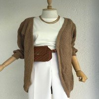 HZ Thessaloniki Plain Knitted Cardigan - Camel