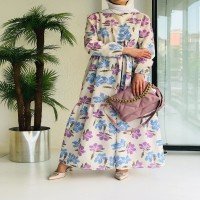 END Lotus Pattern Dress - Blue and Lilac