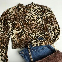 OW Leopard Pattern Blouse - Brown