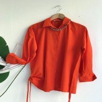 NS Side Drawstring Shirt - Orange