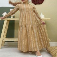 PLN Embroidery Pattern Dress - Camel