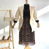 ZD Slim Pleated Chiffon Skirt - Leopard