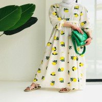 لباس کتانی EFL Lemon Print - زرد