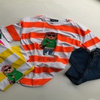 تی شرت خرس عروسکی تابستانی ABS نارنجي - نئون صورتی