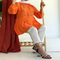 پیراهن سنگ دوزی جلو TBL - نارنجى