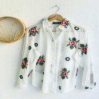 پیراهن گلدوزی تی اس - کرم