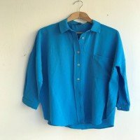 پیراهن تک جیبی کتانی بی تی -آبى