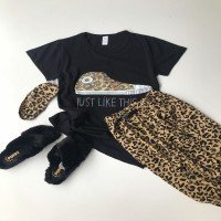 ست لباس خواب آستین کوتاه LCN Converse Leopard - مشكى