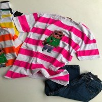 تی شرت خرس عروسکی تابستانی ABS با عینک - نئون صورتی