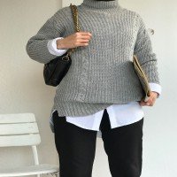 تونیک بافتنی با جزئیات LY - خاکستری
